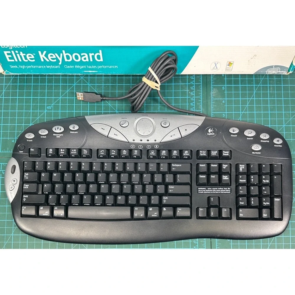 Logitech Elite Keyboard Y-BE22 Wired USB Multimedia Black Silver with Box